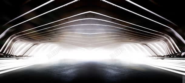 黑色的隧道白色光效背景