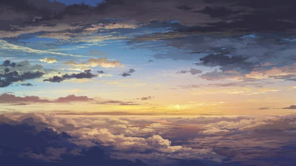 云层上的夕阳海报背景背景