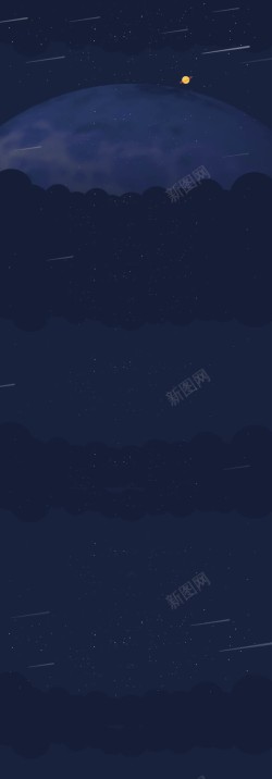 云层中的月亮图片卡通月下云层月亮流星雨海报背景高清图片