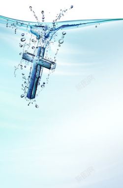 耶稣基督水中的十字架高清图片