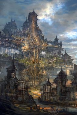 古老城堡游戏场景天空渲染效果背景