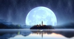 童话城堡童话意境月亮城堡夜空高清图片