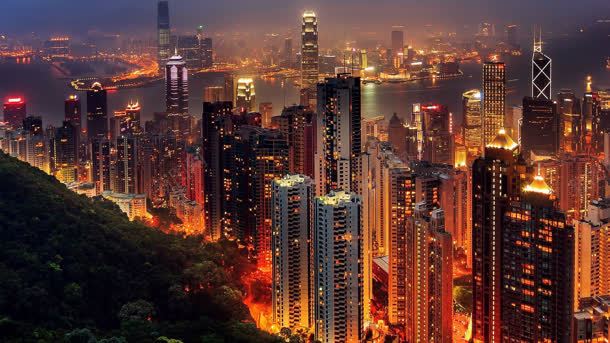 香港繁华夜景背景背景