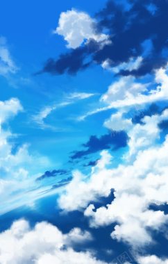 手绘青空蓝色插画背景