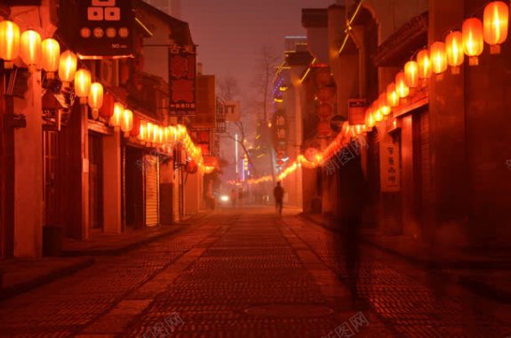 中国风红色古典街道背景