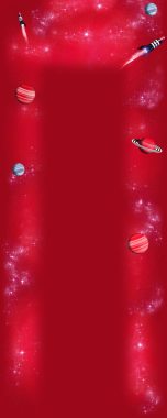 火箭星球红色海报背景背景