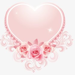 粉红花纹心形玫瑰花画框高清图片