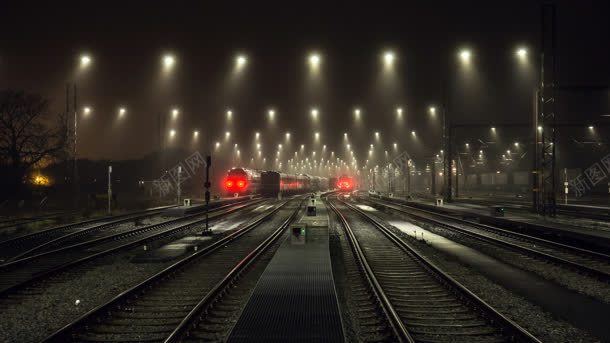 铁路灯光光效火车场景背景