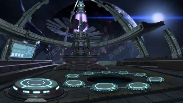 宇宙飞船银河科技感室内场景背景