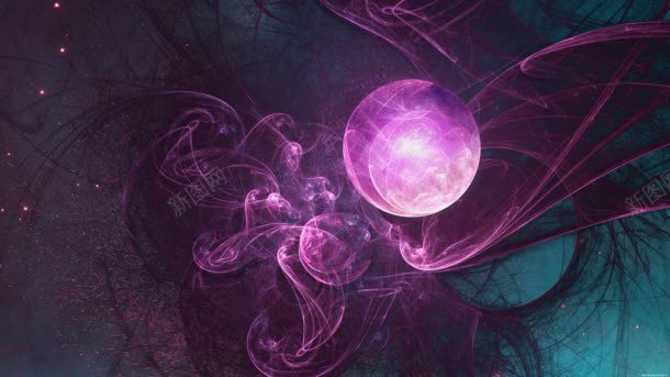 紫色水晶球光线光效海报背景背景