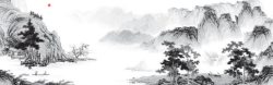 中式舞台背景中式手绘水墨山水海报背景高清图片