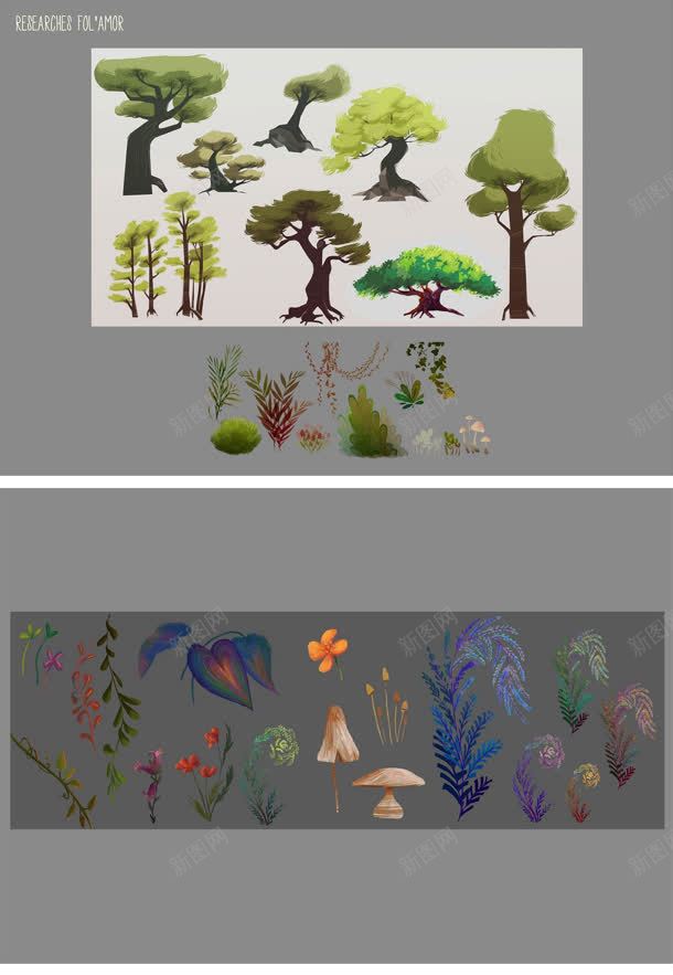 手绘各种绿色植物jpg设计背景_88icon https://88icon.com 各种 绿色植物