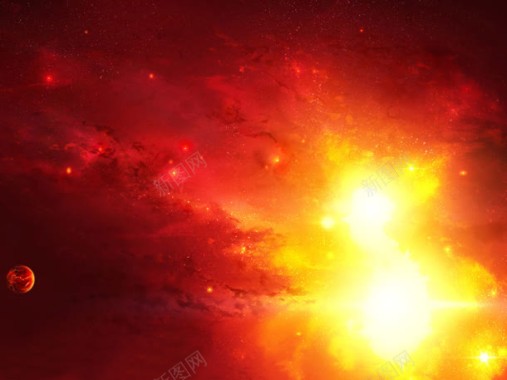 红色光效宇宙星空银河场景背景