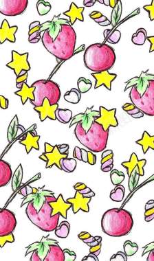 手绘草莓星星壁纸背景