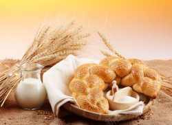 褐色花边麦穗与面包高清图片