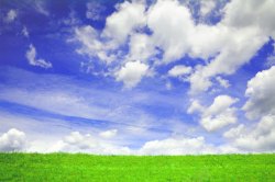 草原美景蓝天白云与草地高清图片