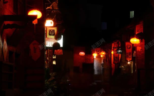 红色复古中国风古镇海报背景背景