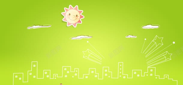 绿色背景jpg设计背景_88icon https://88icon.com 儿童节 卡通 可爱 城市线稿 孕妇专用 插画 星星 母婴产品 清新