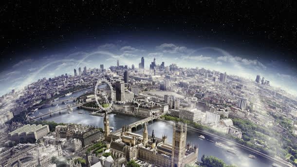 宇宙中的天空之城背景