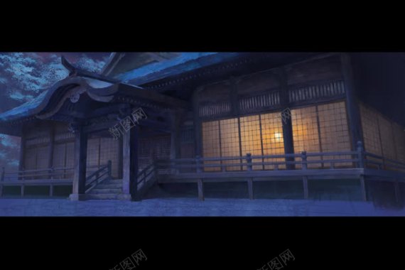 日本房屋灯光夜色背景