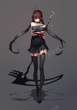 动漫双马尾双马尾美女杀手动漫插画高清图片