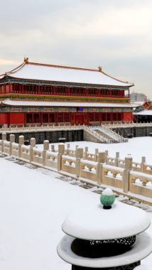 中国风故宫雪景建筑背景