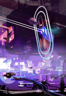紫色光效现代游戏背景