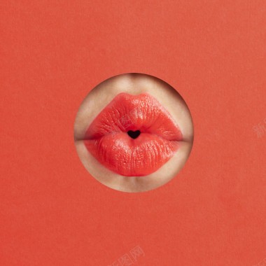 橙色卡纸中的嘴唇海报背景背景