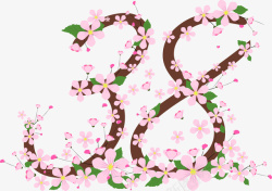 妇女节活动背景38节花朵艺术字矢量图高清图片
