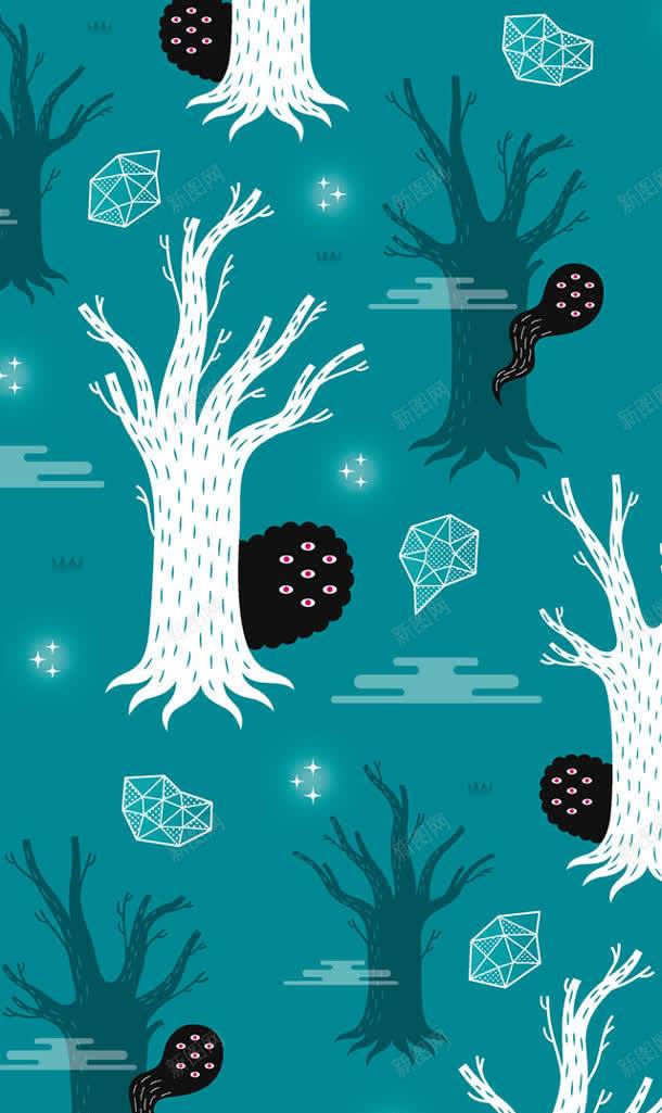 手绘卡通树林鬼火壁纸jpg设计背景_88icon https://88icon.com 卡通 壁纸 树林 鬼火