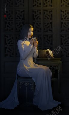 中国古典美女思考背景