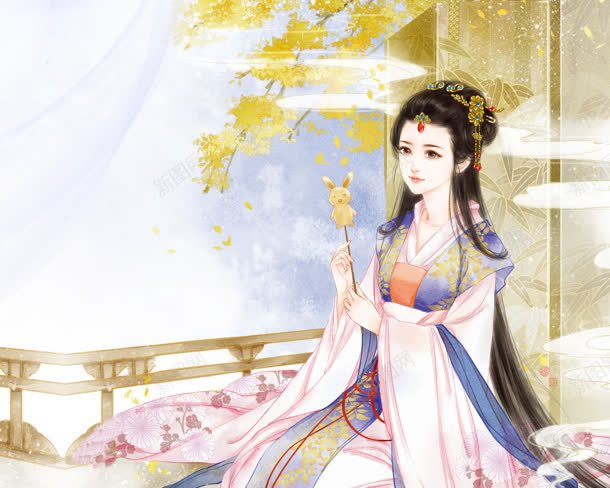 古风淡雅清秀美女手绘插画jpg设计背景_88icon https://88icon.com 古风 插画 淡雅 清秀 美女