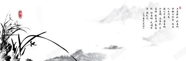 唯美淡雅中国风banner展板jpg设计背景_88icon https://88icon.com 企业 大气 山水画 水墨画