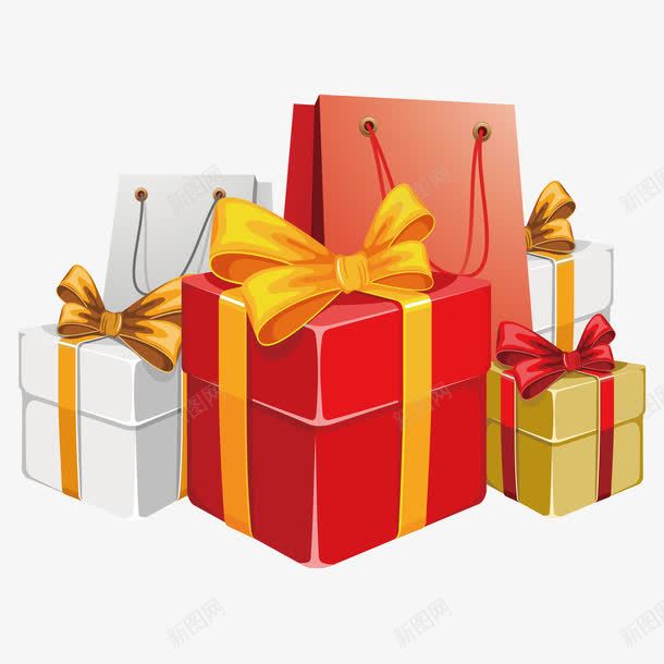 豪华购物大礼包矢量图ai免抠素材_88icon https://88icon.com 矢量源文件素材 礼物 红色礼物盒 购物袋 矢量图