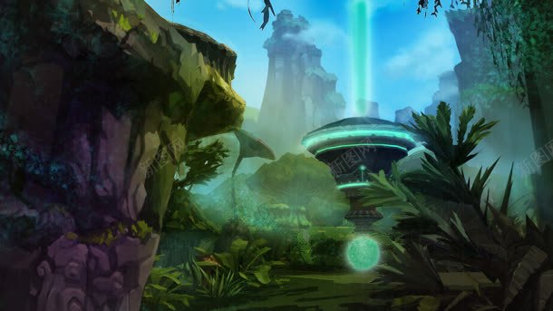 绿色森林神秘发光体jpg设计背景_88icon https://88icon.com 发光 森林 神秘 绿色