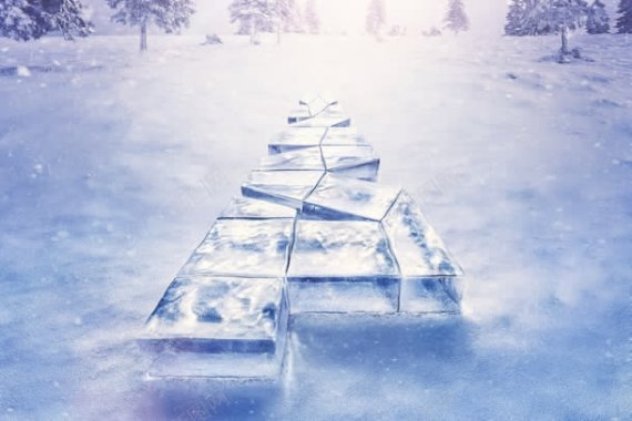 雪地冰块桥梁海报背景背景