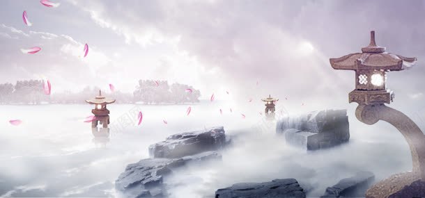 天空仙境背景banner背景