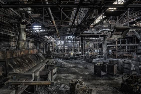 黑色废旧的工厂场景背景