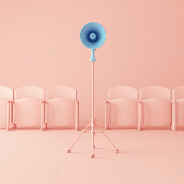 粉色椅子蓝色喇叭jpg设计背景_88icon https://88icon.com 喇叭 椅子 粉色 蓝色