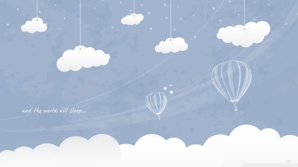 白云热气球卡通海报背景背景