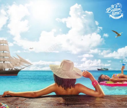 夏季海边度假海报背景背景