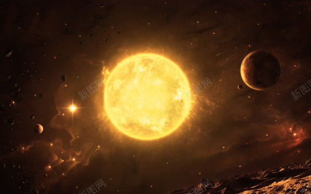 金色太阳宇宙星球海报背景背景