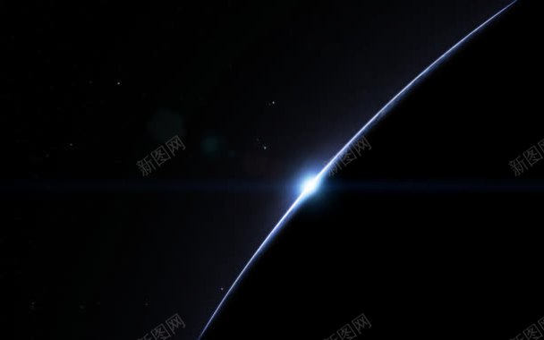 蓝色弧形光线星球背景