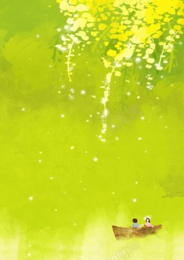 黄色绿色创意元素花卉彩绘背景