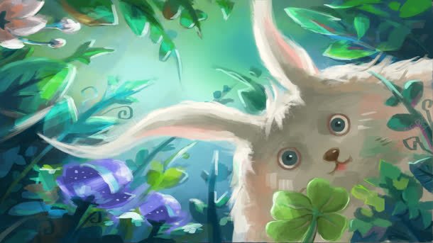 草地里的白色兔子卡通海报背景jpg设计背景_88icon https://88icon.com 兔子 卡通 海报 白色 背景 草地