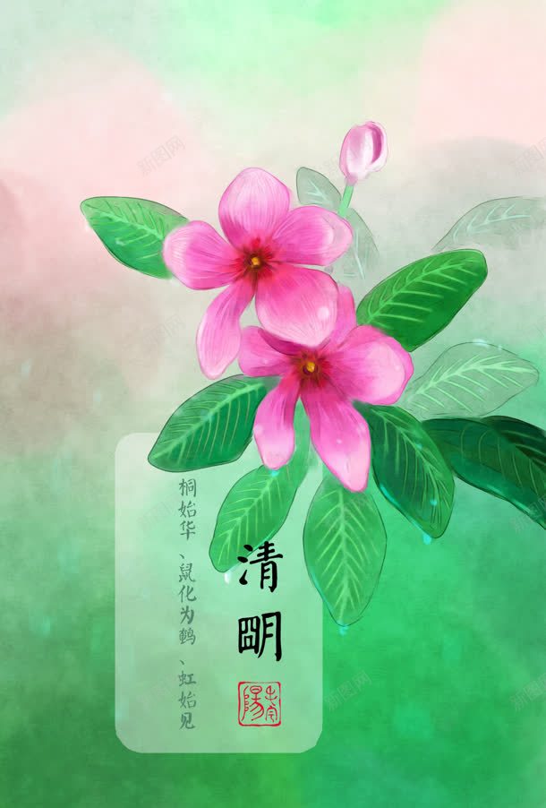 粉花绿叶节气清明jpg_88icon https://88icon.com 清明 绿叶 节气