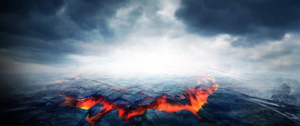 火山爆发海报背景背景