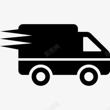 送货卡车物流配送车在运动图标图标