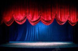 红色屏幕拉开的舞台幕布背景高清图片
