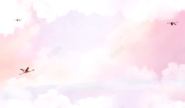 粉色天空云朵大雁背景